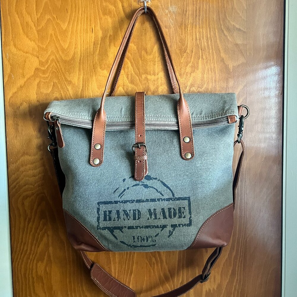 Myra Canvas & Leather Tote Crossbody Bag